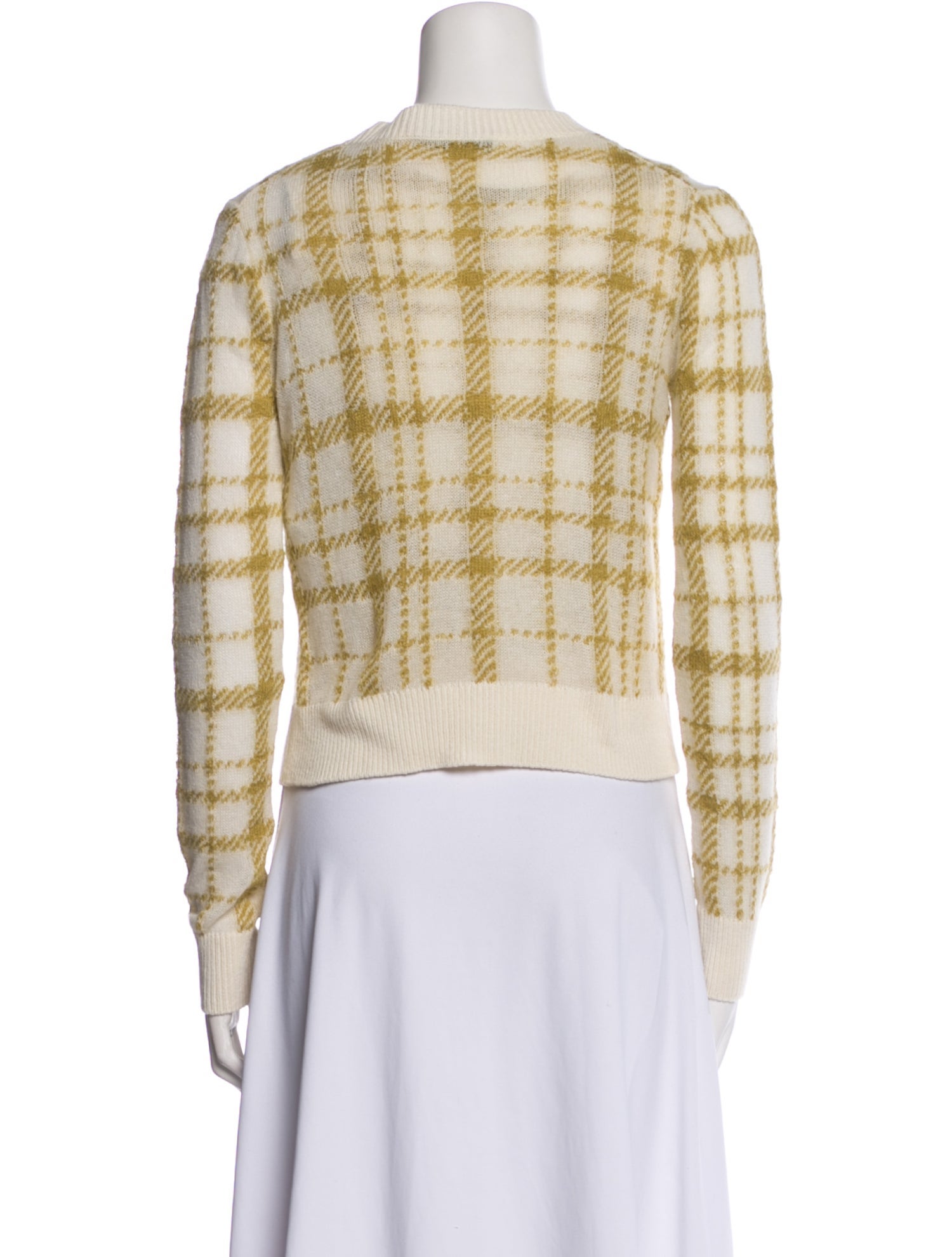 Christian Dior Virgin Wool Plaid Print Sweater